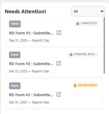 Demo of the dropdown selection options loading different items